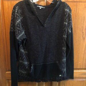 Miss Me women's Black Sequined  Pullover Hoodie Sweater Size L